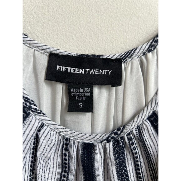 Fifteen Twenty Striped Sleeveless Jumpsuit Drawstring Waist Wide Leg Size S - Picture 3 of 9